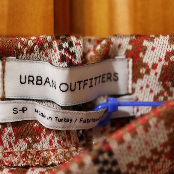 Urban Outfitters Plaid Retro Rose Pink Pull On Flare Pants Fall Bell Bottom NWT - Picture 9 of 13